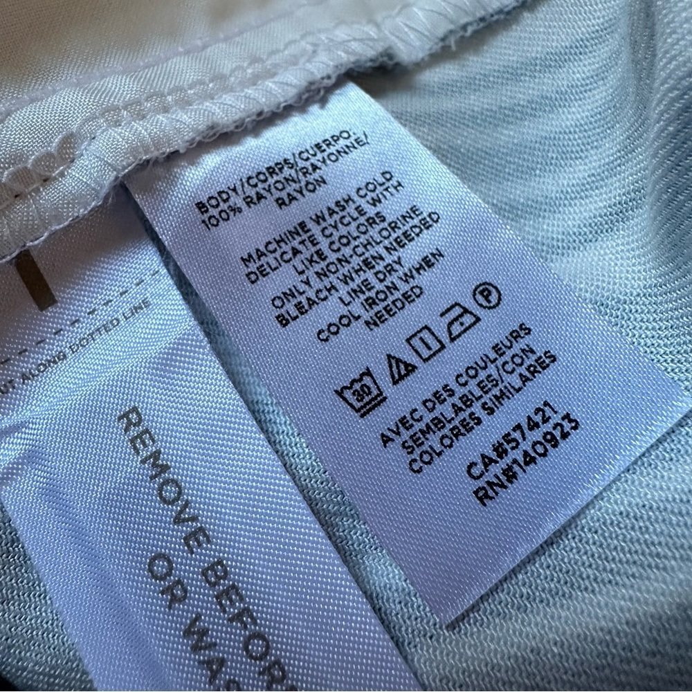 LOFT | Striped High Rise Paperbag Elastic Waist Tapered Pant Blue Size Medium - Picture 7 of 8